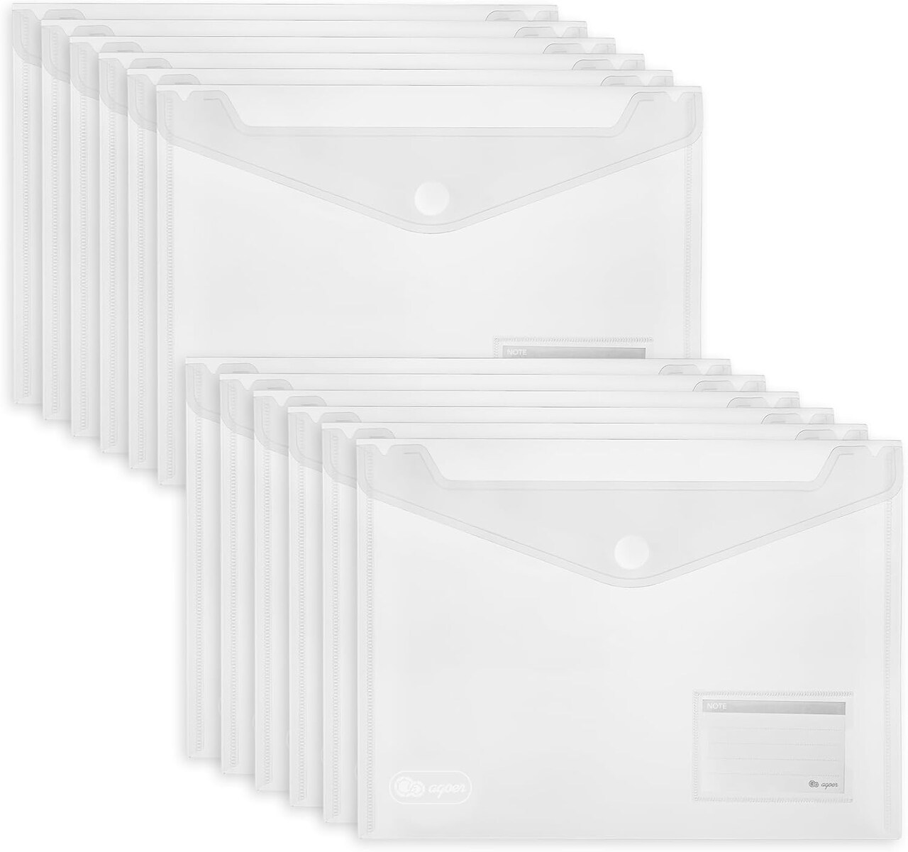 25 Pack Transparent Plastic Envelopes File Folders, A4 Letter Size (Clear)